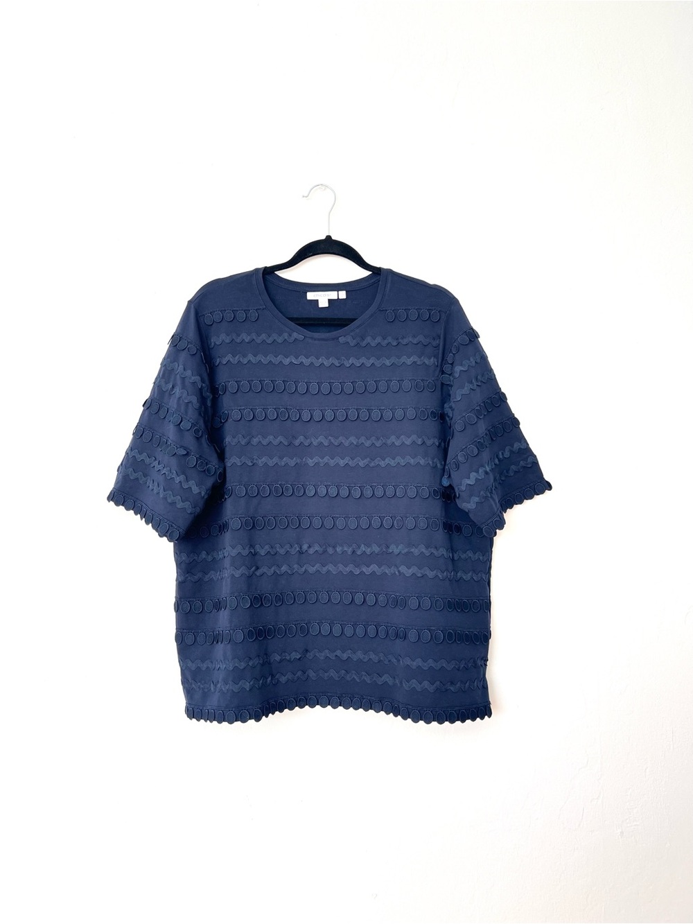 Chico’s Textured Trimming Short Sleeve Top